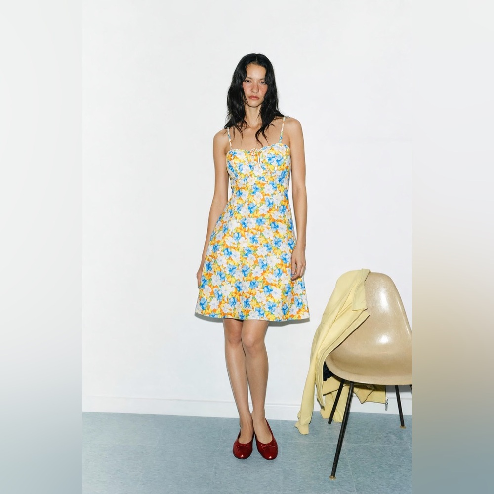 ONLY Floral Orange, Blue and Yellow Dress